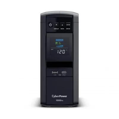 CYBERPOWER - CP1000PFCLCDTAA - 1000VA/600W, PFC Sine Wave Mini-tower UPS, 10 NEMA 5-15R, NEMA 5-15P, USB, Relay, PowerPanel Personal Software, 3 Yr Wty, TAA Compliant