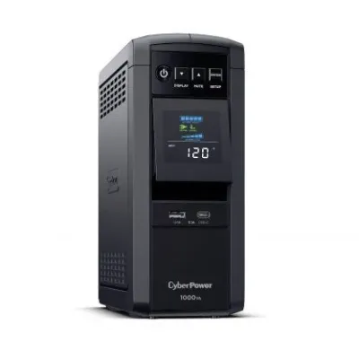 CYBERPOWER - CP1000PFCLCDTAA - 1000VA/600W, PFC Sine Wave Mini-tower UPS, 10 NEMA 5-15R, NEMA 5-15P, USB, Relay, PowerPanel Personal Software, 3 Yr Wty, TAA Compliant