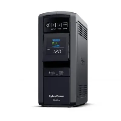 CYBERPOWER - CP1000PFCLCDTAA - 1000VA/600W, PFC Sine Wave Mini-tower UPS, 10 NEMA 5-15R, NEMA 5-15P, USB, Relay, PowerPanel Personal Software, 3 Yr Wty, TAA Compliant