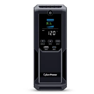 CYBERPOWER - CP1350AVRLCD3 - 1350VA/815W Line Interactive UPS, Mini-tower, 12 Outlets, AVR, LCD, USB Charging, 3 Yr Warranty