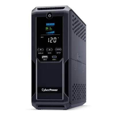 CYBERPOWER - CP1350AVRLCD3 - 1350VA/815W Line Interactive UPS, Mini-tower, 12 Outlets, AVR, LCD, USB Charging, 3 Yr Warranty