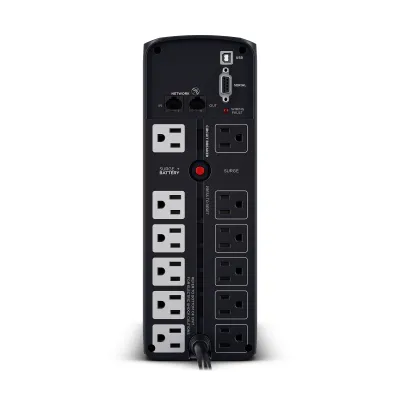 CYBERPOWER - CP1350PFCLCD - 1350VA/880W Line Interactive UPS, Sine Wave, Mini-tower, 12 NEMA 5-15R Outlets, NEMA 5-15P Plug w/5 Ft Cord, AVR, LCD, Serial/USB, 3 Yr Warranty