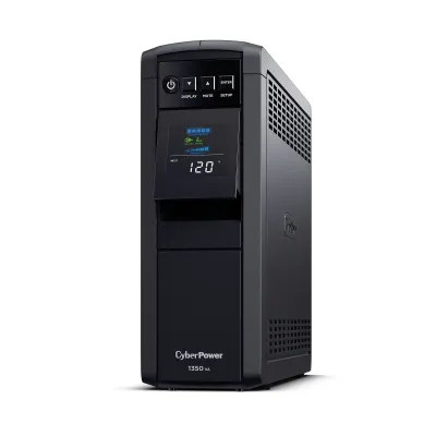 CYBERPOWER - CP1350PFCLCD - 1350VA/880W Line Interactive UPS, Sine Wave, Mini-tower, 12 NEMA 5-15R Outlets, NEMA 5-15P Plug w/5 Ft Cord, AVR, LCD, Serial/USB, 3 Yr Warranty