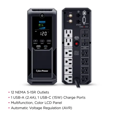 Cyber Power - CP1500AVRLCD3 -  Mini-Tower Line Interactive UPS, 1500VA/900W