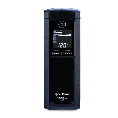 CYBERPOWER - CP1500AVRLCDTAA - 1500VA/900W Line Interactive UPS, Mini-tower, 12 Outlets, AVR, LCD, Serial/USB, TAA Compliant, 3 Yr Warranty