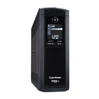 CYBERPOWER - CP1500AVRLCDTAA - 1500VA/900W Line Interactive UPS, Mini-tower, 12 Outlets, AVR, LCD, Serial/USB, TAA Compliant, 3 Yr Warranty