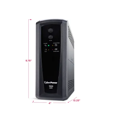 CYBERPOWER - CP1500AVRT - 1500VA/900W, Simulated Sine Wave, NEMA 5-15P, 6 ft cord, 10 (5 surge, 5 surge + battery backup), PowerPanel Personal software, 3 year warranty
