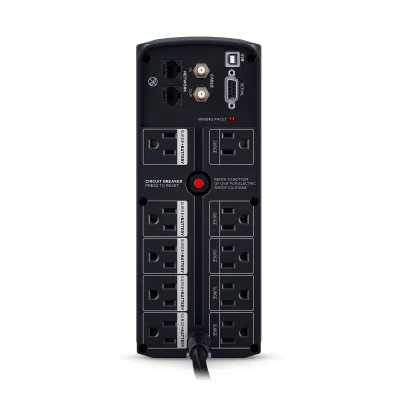 CYBERPOWER - CP1500AVRT - 1500VA/900W, Simulated Sine Wave, NEMA 5-15P, 6 ft cord, 10 (5 surge, 5 surge + battery backup), PowerPanel Personal software, 3 year warranty