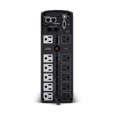 CYBERPOWER - CP1500PFCLCD - 1500VA/1000W, PFC Sine Wave Mini-tower UPS, 12 NEMA 5-15R, NEMA 5-15P, USB, Relay, SNMP, 3 Yr Wty