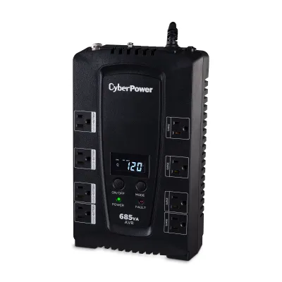 CYBERPOWER - CP685AVRLCD - 685VA / 390W UPS with LCD Status Panel, Office Software, Auto Shutdown and Automatic Voltage Regulation, USB Connectivity