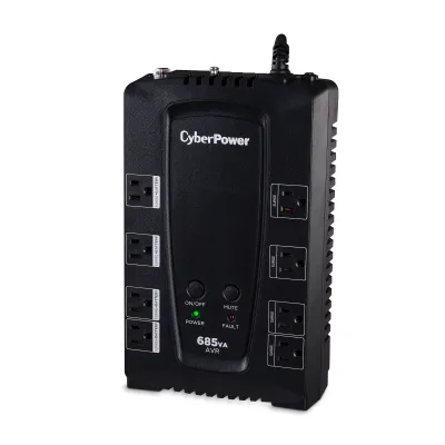 CYBERPOWER - CP685AVRG - 685VA/390W Compact UPS, AVR, NEMA 5-15P, 6 Ft Cord, 8 NEMA 5-15R, USB, Serial, PowerPanel Personal, 3 Year Warranty