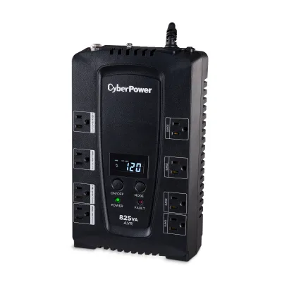 CYBERPOWER - CP825AVRLCD - 825VA/450W LINE INTERACTIVE UPS, 8 x NEMA 5-15R OUTLETS, NEMA 5-15P PLUG W/6FT POWER CORD, AVR, LCD, POWERPANEL PERSONAL SOFTWARE, 3 YR WTY