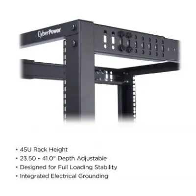 Cyber Power - CR45U40001 - 45U 19" 4-post Open Frame Rack, 600mm Wide, 22"-40" Depth Adjustable