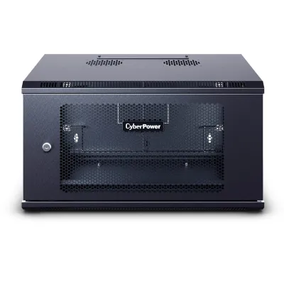 CYBERPOWER - CR6U61003 - 6U 19" Wall Mount Enclosure, 600mm wide, 600mm deep, hex perforated metal door, side panels, locking doors/panels, black, 132lbs (60kg) loading capacity, 5 year warranty