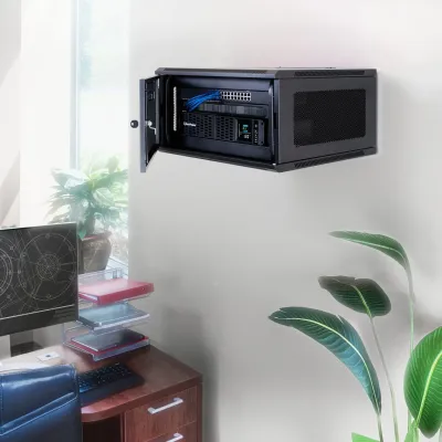 CYBERPOWER - CR6U61003 - 6U 19" Wall Mount Enclosure, 600mm wide, 600mm deep, hex perforated metal door, side panels, locking doors/panels, black, 132lbs (60kg) loading capacity, 5 year warranty