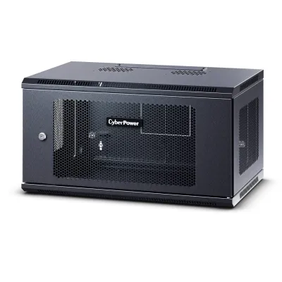 CYBERPOWER - CR6U61003 - 6U 19" Wall Mount Enclosure, 600mm wide, 600mm deep, hex perforated metal door, side panels, locking doors/panels, black, 132lbs (60kg) loading capacity, 5 year warranty