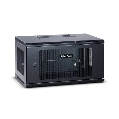 CYBERPOWER - CR6U61003 - 6U 19" Wall Mount Enclosure, 600mm wide, 600mm deep, hex perforated metal door, side panels, locking doors/panels, black, 132lbs (60kg) loading capacity, 5 year warranty