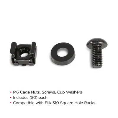 CYBERPOWER - CRA60001 - M6 cage nut and screw hardware, 50 per pack