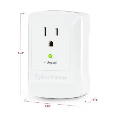 CYBERPOWER - CSB100W - 900 J, 125 V, NEMA 5-15P plug, 1 NEMA 5-15R, Limited lifetime warranty