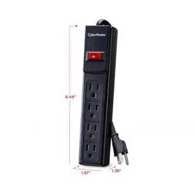 Cyber Power - CSB404 - Essential Surge Protector, 600 J, 125 V, 4 ft Cord