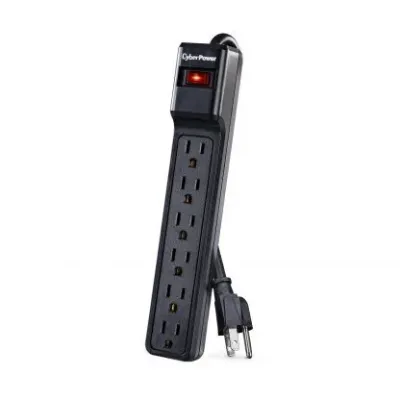 CYBERPOWER - CSB606 - 900 J, 125 V, NEMA 5-15P plug, 6 NEMA 5-15R, 6 ft cord, Limited lifetime warranty