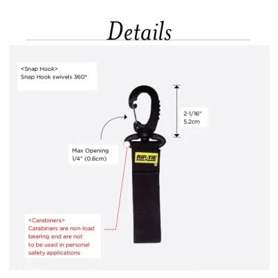 Rip-Tie - JP-20 - Two-Inch CableCarrier with Heavy Duty 4.5" Locking Carabiner