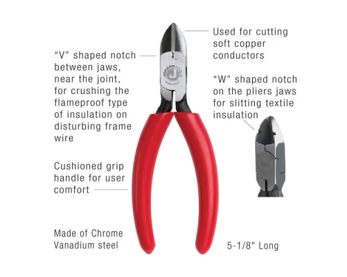Jonard Tools - DIABVNOTCH - Diagonal Pliers Crushing Slitting