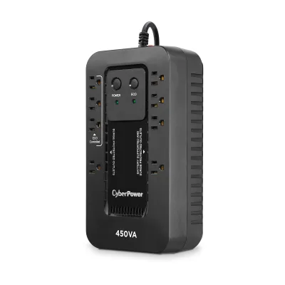 CYBERPOWER - EC450G - 450VA/260W, Simulated Sine Wave, NEMA 5-15P, 5 ft cord, 8 NEMA 5-15R, USB, PowerPanel Personal software, 3 year warranty