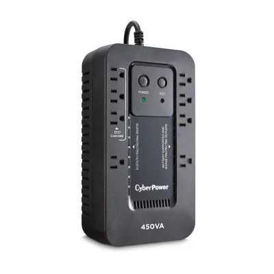 CYBERPOWER - EC450G - 450VA/260W, Simulated Sine Wave, NEMA 5-15P, 5 ft cord, 8 NEMA 5-15R, USB, PowerPanel Personal software, 3 year warranty