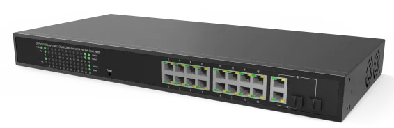Hanwha - EN-SW18m-001 - WiseNet SKY Switch SW18m (16-Port Managed PoE+, with 2xGig Uplink)