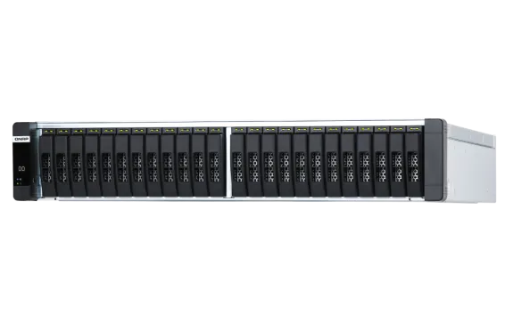 QNAP - ES2486dc-2142IT-96G-US - QNAP 24-Bay Active-Active Dual Controller ZFS NAS and iSCSI/ IP-SAN. 3U, SAS 12G (compatible with SAS 6G), 3 x Gigabit LAN, 4x10GbE(SFP+), 40GbE-ready