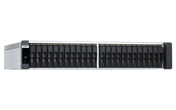 QNAP - ES2486dc-2142IT-96G-US - QNAP 24-Bay Active-Active Dual Controller ZFS NAS and iSCSI/ IP-SAN. 3U, SAS 12G (compatible with SAS 6G), 3 x Gigabit LAN, 4x10GbE(SFP+), 40GbE-ready