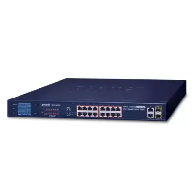 Planet - FGSW-1822VHP - 16-Port 10/100TX 802.3at PoE + 2-Port Gigabit TP + 2-Port SFP Ethernet Switch with LCD PoE Monitor