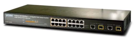 Planet - FGSW-1828PS - 16-Port 10/100 (8-Port PoE) + 2-Port MiniGBIC/SFP Ethernet Web/Smart PoE Switch