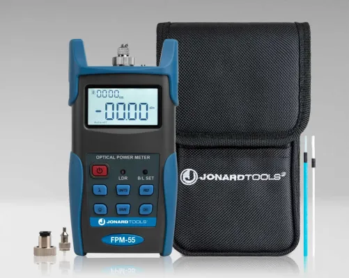 Jonard Tools - FPM-55 - Fiber Optic Power Meter w/ Data Storage (-50 to +26 dBm) & FC/SC/LC Adapters