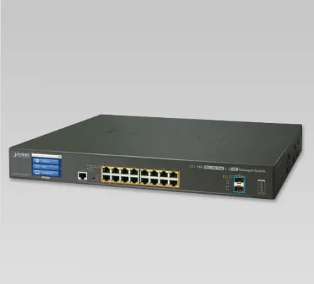 Planet - GS-5220-16UP2XV - L2+ 16-Port 10/100/1000T Ultra PoE + 2-Port 10G SFP+ Managed Switch with LCD Touch Screen (400W)