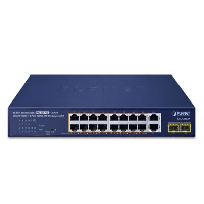 Planet - GSD-2022P - 16-Port 10/100/1000T 802.3at PoE + 2-Port 10/100/1000T + 2-Port 1000X SFP Unmanaged Gigabit Ethernet Switch