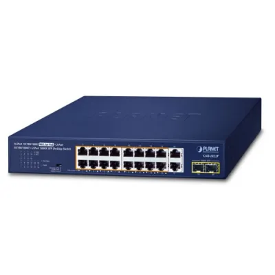 Planet - GSD-2022P - 16-Port 10/100/1000T 802.3at PoE + 2-Port 10/100/1000T + 2-Port 1000X SFP Unmanaged Gigabit Ethernet Switch