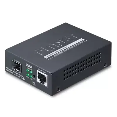 Planet - GT-915A - 1-Port 10/100/1000T + 1-Port 100/1000X SFP Managed Media Converter (IPv4/IPv6 Dual stack management, supports TLSv1.2/SSHv2/SNMPv3 Cybersecurity features, TS-1000/802.3ah OAM, LFP, 802.1Q VLAN, PLANET CloudViewer app and NMS MQTT)
