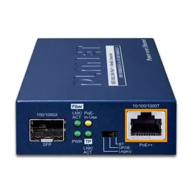 PLANET - GUP-805A-60W - 1-Port 100/1000X SFP to 1-Port 10/100/1000T 802.3bt PoE++ Media Converter