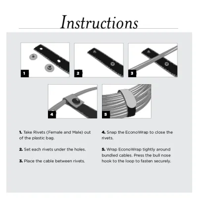 Rip-Tie - H-20-ESN - One Inch Wide EconoWrap with Snap-On, 1″ x 20″
