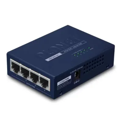 PLANET - HPOE-460 - 4-Port 802.3at 30W High Power over Ethernet Injector Hub - 120W External Power Adapter