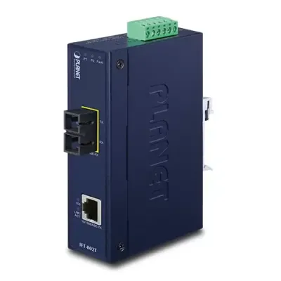 Planet - IFT-802T - IP30 Slim type Industrial Fast Ethernet Media Converter SC MM (-40 to 75 degree C)