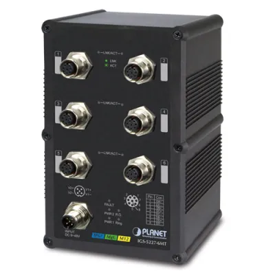 Planet - IGS-5227-6MT - Industrial IP67-rated 6-Port 10/100/1000T M12 Managed Ethernet Switch