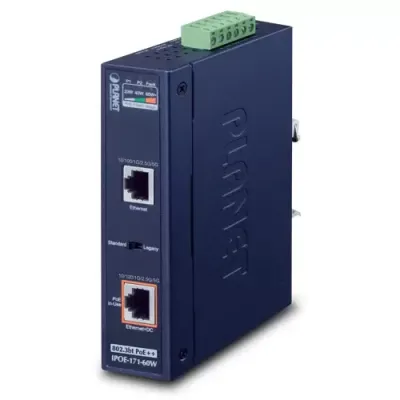 PLANET - IPOE-171-60W - Industrial Single-Port Multi-Gigabit 802.3bt PoE++ Injector (60W, -40~75C, 48~56VDC)