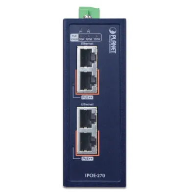 Planet - IPOE-270 - IP30 Industrial 2-Port Multi-gigabit 802.3bt PoE++ Injector
