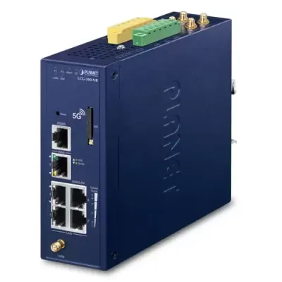 Planet - LCG-300-NR-EU - Industrial LoRaWAN + 5G NR Cellular Gateway with 5-Port 10/100/1000T