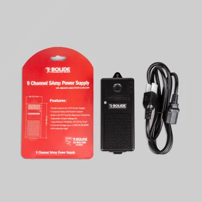 BOLIDE - BP0050/9-5PTC - 12VDC, 9-Channel 5 Amp Power Supply with 6A PTC fuse, 9 Screw Terminals, 12 to 13.5VDC