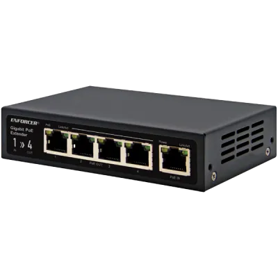 SECO-LARM - NR-P401E-TQ - Gigabit PoE Extender Using a Single Cat5e or Cat6 Cable, Extends Range by an Additional 328ft (100m), Supports 4 PoE Devices