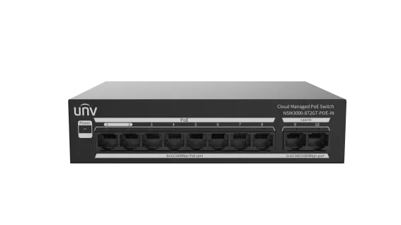 UNV - NSW3000-8T2GT-POE-IN - Ethernet 8 Port 120W Cloud Managed Ethernet PoE Switch